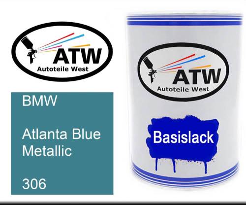 BMW, Atlanta Blue Metallic, 306: 500ml Lackdose, von ATW Autoteile West.